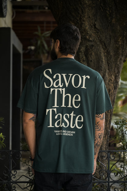 Camiseta Over Savor the Taste - Verde