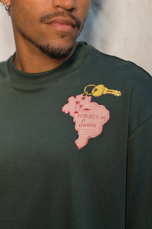 Camiseta Over Morada - Verde